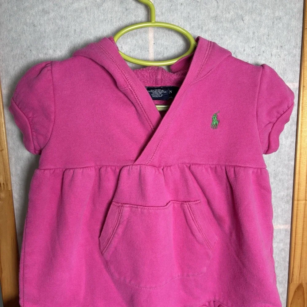 Vintage Ralph‎ Lauren Girls Size 12 Months Pink Hooded Dress